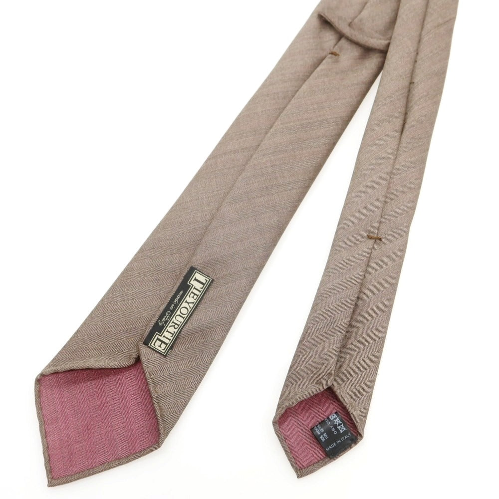 【中古】タイユアタイ TIE YOUR TIE セッテピエゲ ウールシルク 無地ネクタイ アッシュブラウン【 状態ランクA 】【 メンズ 】