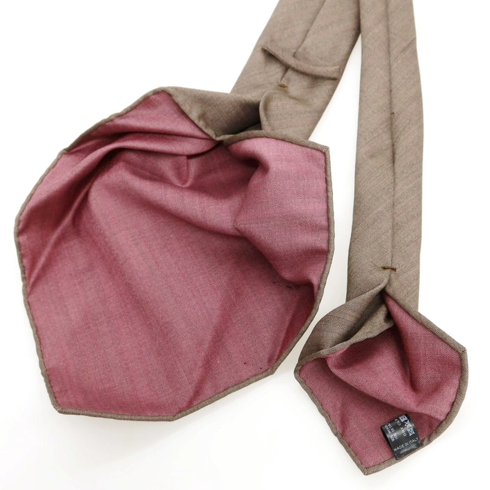 【中古】タイユアタイ TIE YOUR TIE セッテピエゲ ウールシルク 無地ネクタイ アッシュブラウン【 状態ランクA 】【 メンズ 】