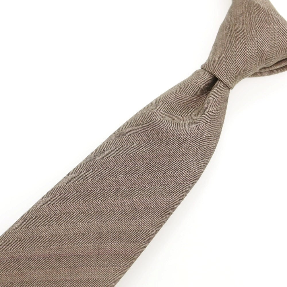 【中古】タイユアタイ TIE YOUR TIE セッテピエゲ ウールシルク 無地ネクタイ アッシュブラウン【 状態ランクA 】【 メンズ 】
