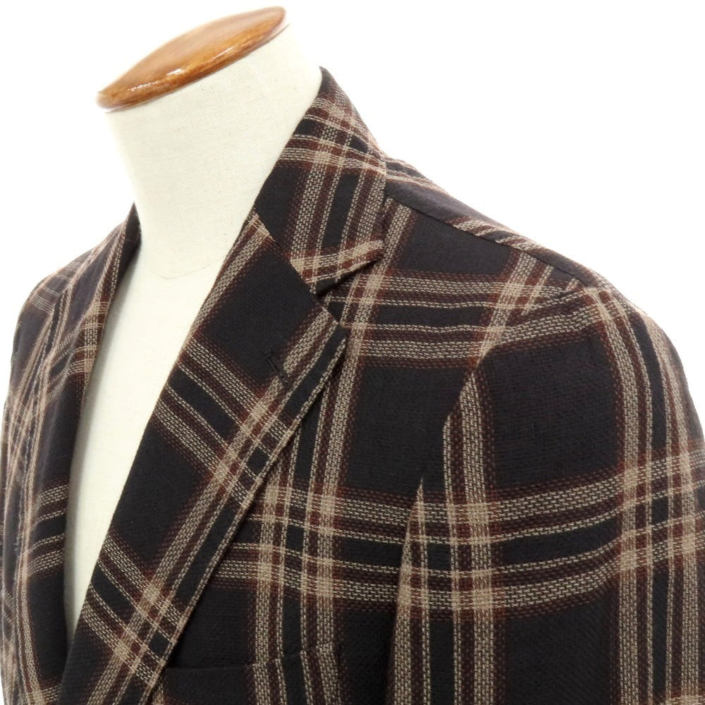 【中古】タリアトーレ TAGLIATORE リネンウール チェック 2B カジュアルジャケット ブラックxベージュ【 48 】【 状態ランクB 】【 メンズ 】