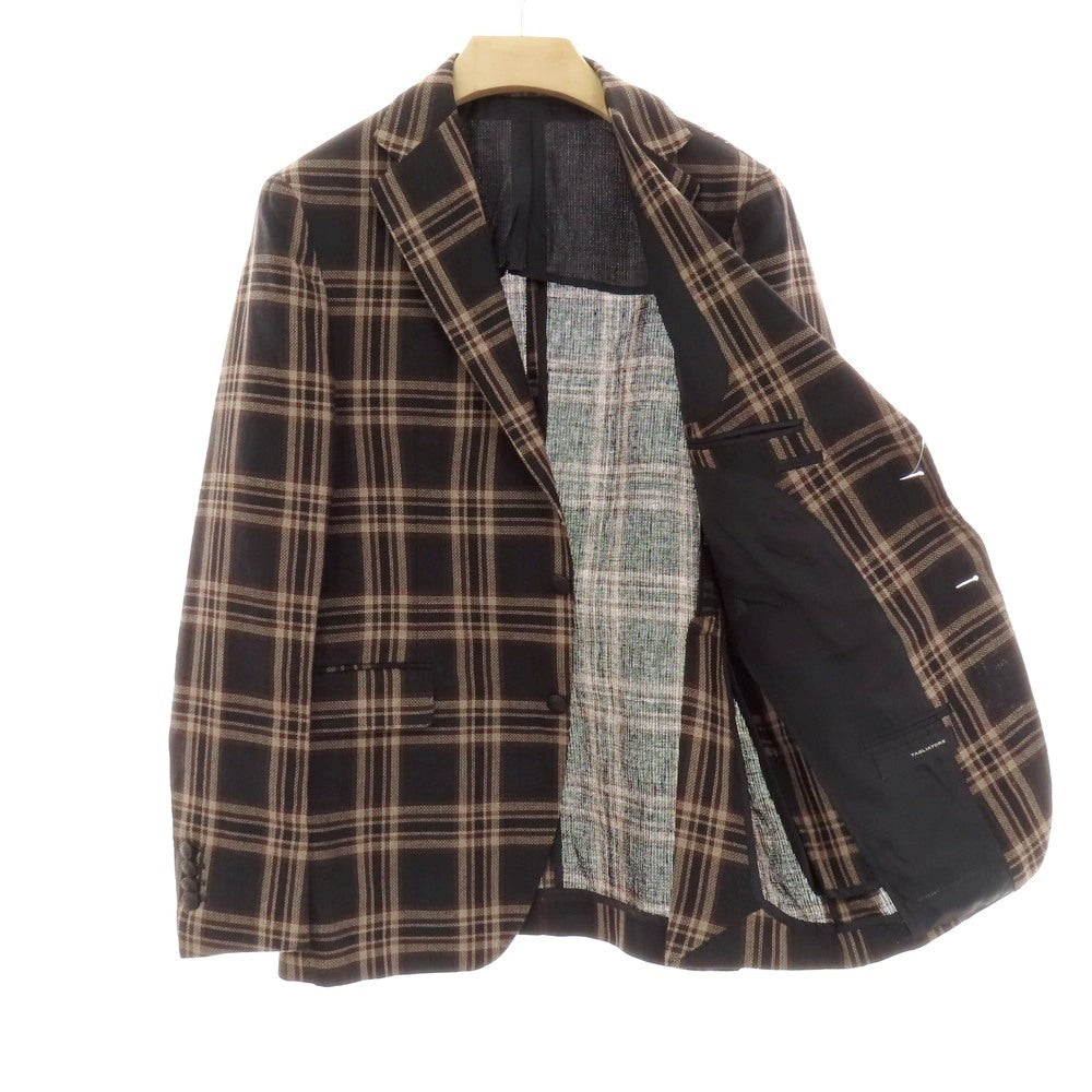 【中古】タリアトーレ TAGLIATORE リネンウール チェック 2B カジュアルジャケット ブラックxベージュ【 48 】【 状態ランクB 】【 メンズ 】