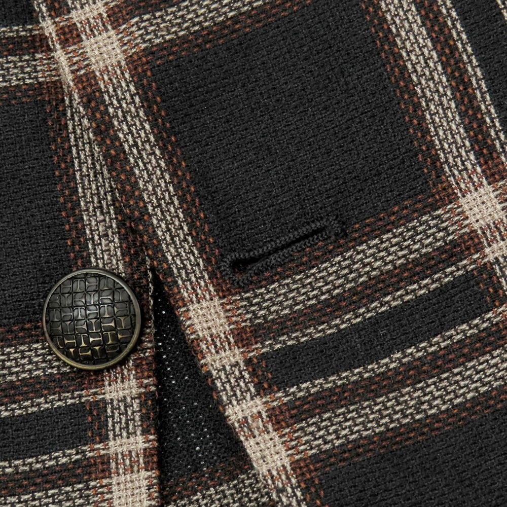 【中古】タリアトーレ TAGLIATORE リネンウール チェック 2B カジュアルジャケット ブラックxベージュ【 48 】【 状態ランクB 】【 メンズ 】