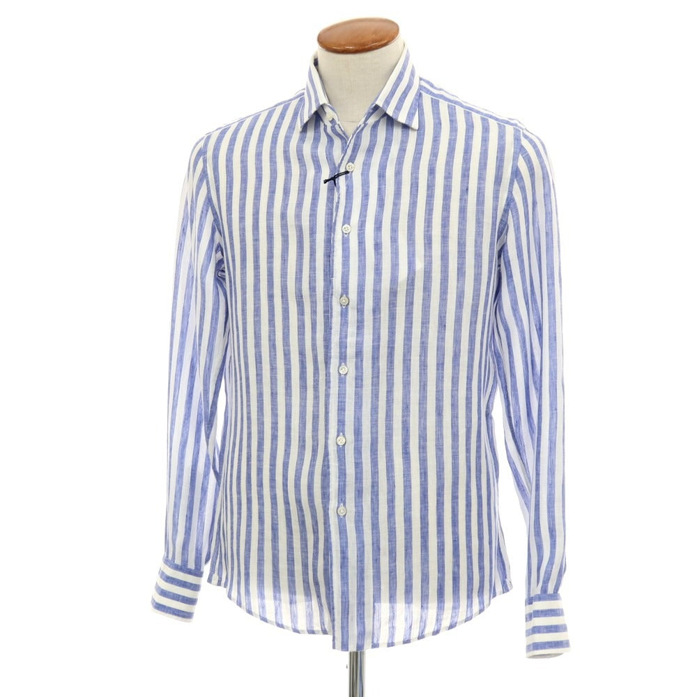 【中古】イタルスタイル ITAL STYLE リネン カジュアルシャツ ブルーxホワイト【サイズM】【 状態ランクB 】【 メンズ 】