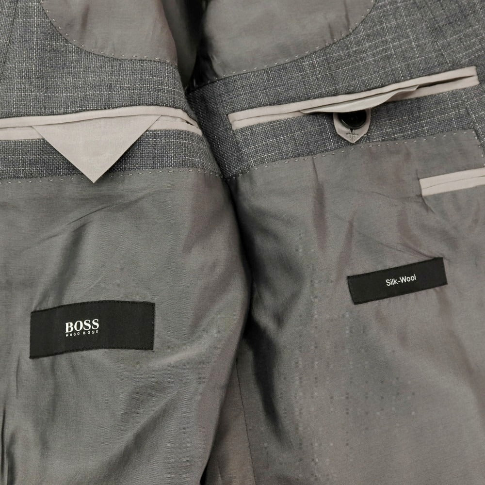 【中古】ヒューゴボス HUGO BOSS ウールシルク 2つボタンスーツ グレー【サイズ52】【 状態ランクC 】【 メンズ 】