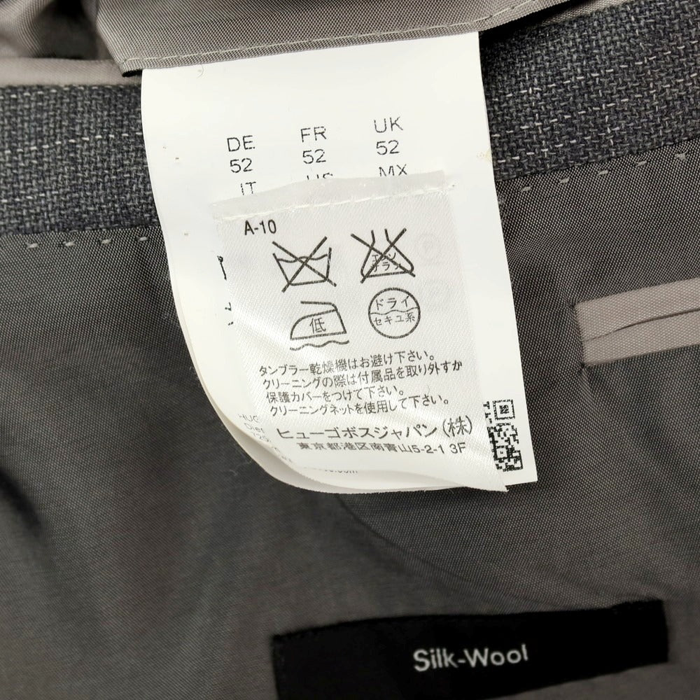 【中古】ヒューゴボス HUGO BOSS ウールシルク 2つボタンスーツ グレー【 サイズ52 】【 状態ランクC 】【 メンズ 】