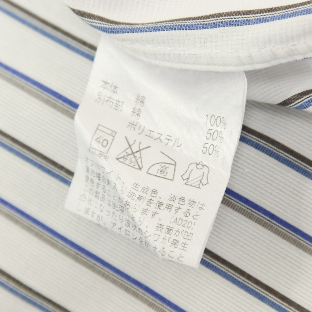 【中古】ダーバン D’URBAN コットン ストライプ 半袖シャツ ホワイトxブルー【サイズ43】【 状態ランクB 】【 メンズ 】