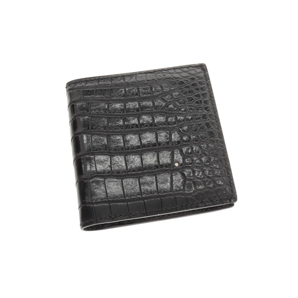 【中古】ティーエムビーエイチ T・MBH プレミアムクロコ 二つ折り財布 ブラック【 状態ランクB 】【 メンズ 】