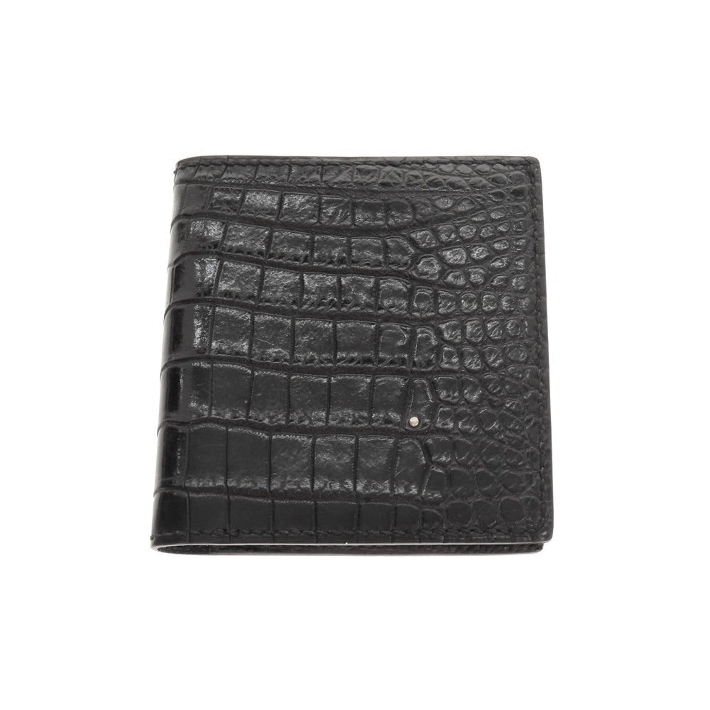 【中古】ティーエムビーエイチ T・MBH プレミアムクロコ 二つ折り財布 ブラック【 状態ランクB 】【 メンズ 】
