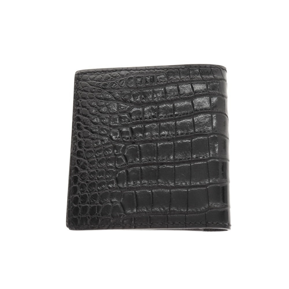 【中古】ティーエムビーエイチ T・MBH プレミアムクロコ 二つ折り財布 ブラック【 状態ランクB 】【 メンズ 】