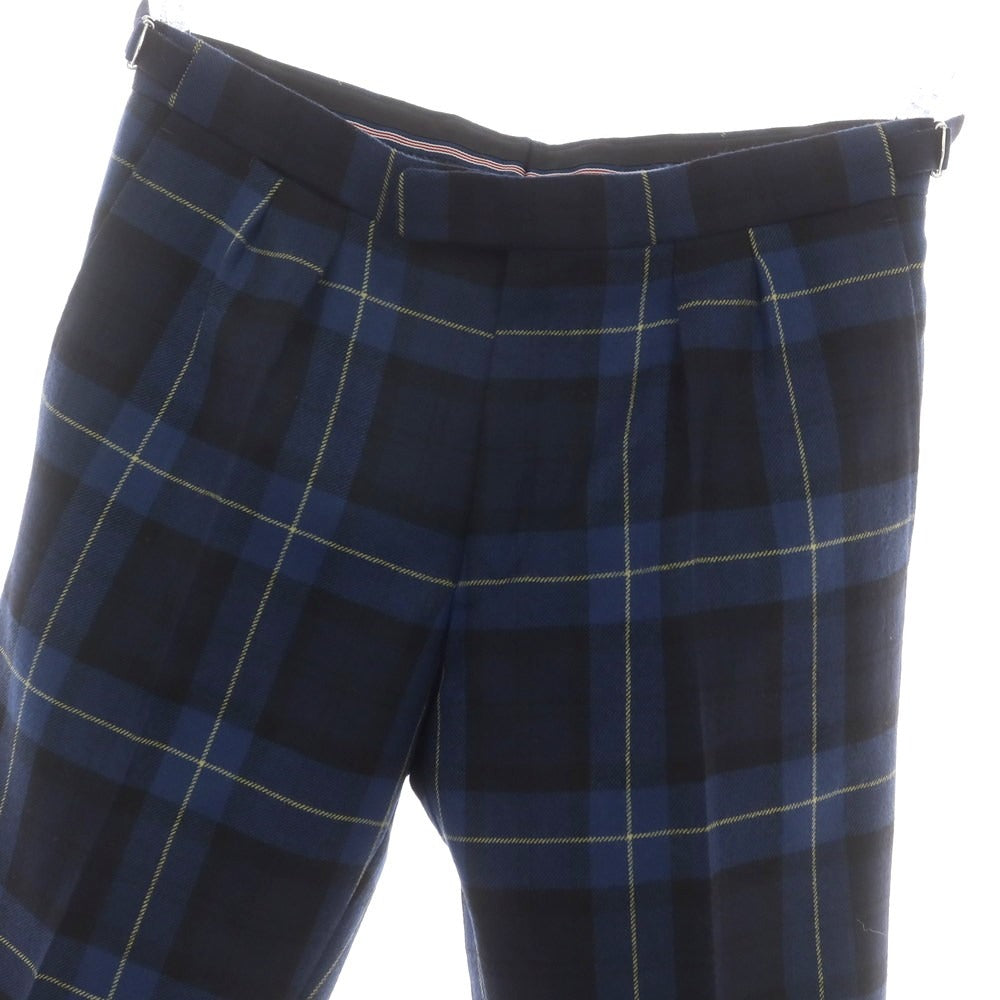 【中古】ベルナール ザンス BERNARD ZINS ウール チェック ドレススラックスパンツ ネイビーxブルー【 42 】【 状態ランクA 】【 メンズ 】