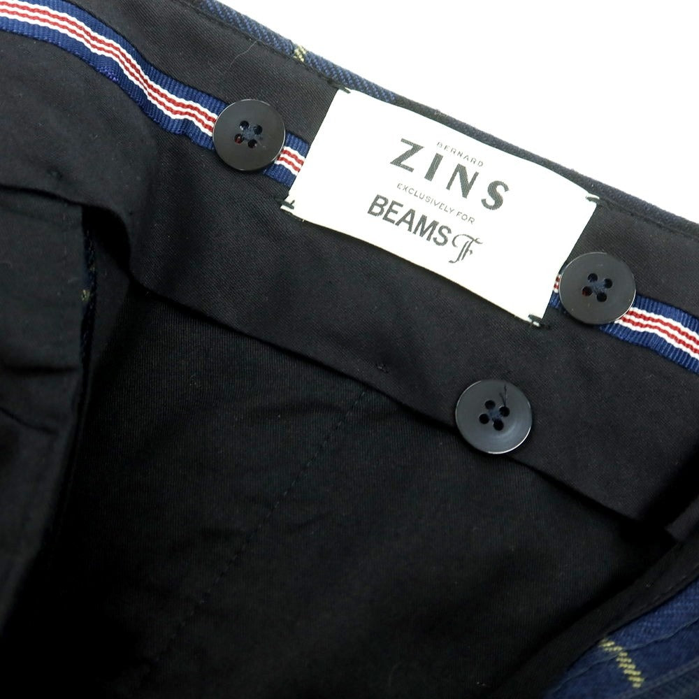 【中古】ベルナール ザンス BERNARD ZINS ウール チェック ドレススラックスパンツ ネイビーxブルー【 42 】【 状態ランクA 】【 メンズ 】