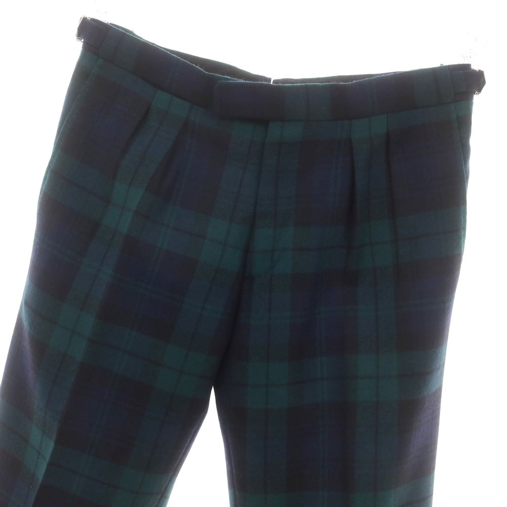 【中古】ベルナール ザンス BERNARD ZINS ウール チェック ドレススラックスパンツ グリーンxネイビー【 40 】【 状態ランクA 】【 メンズ 】