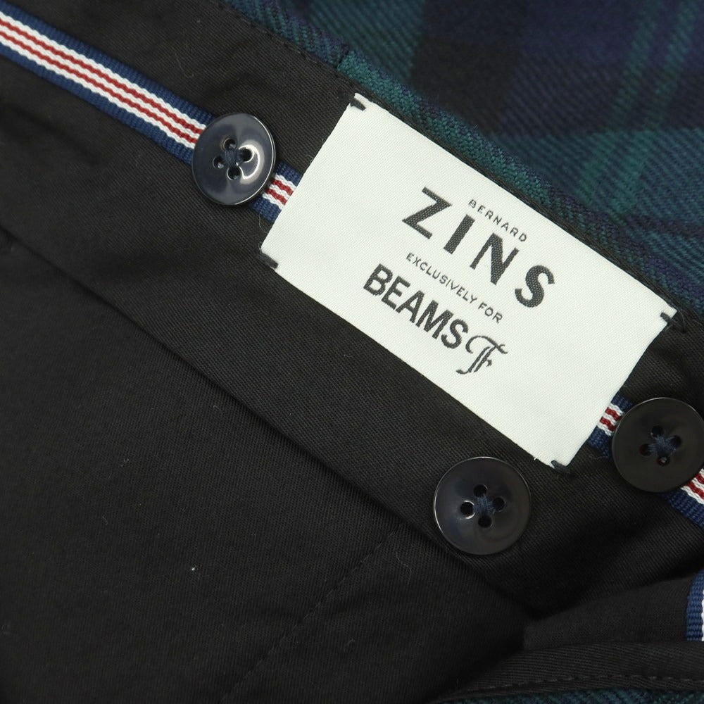 【中古】ベルナール ザンス BERNARD ZINS ウール チェック ドレススラックスパンツ グリーンxネイビー【 40 】【 状態ランクA 】【 メンズ 】