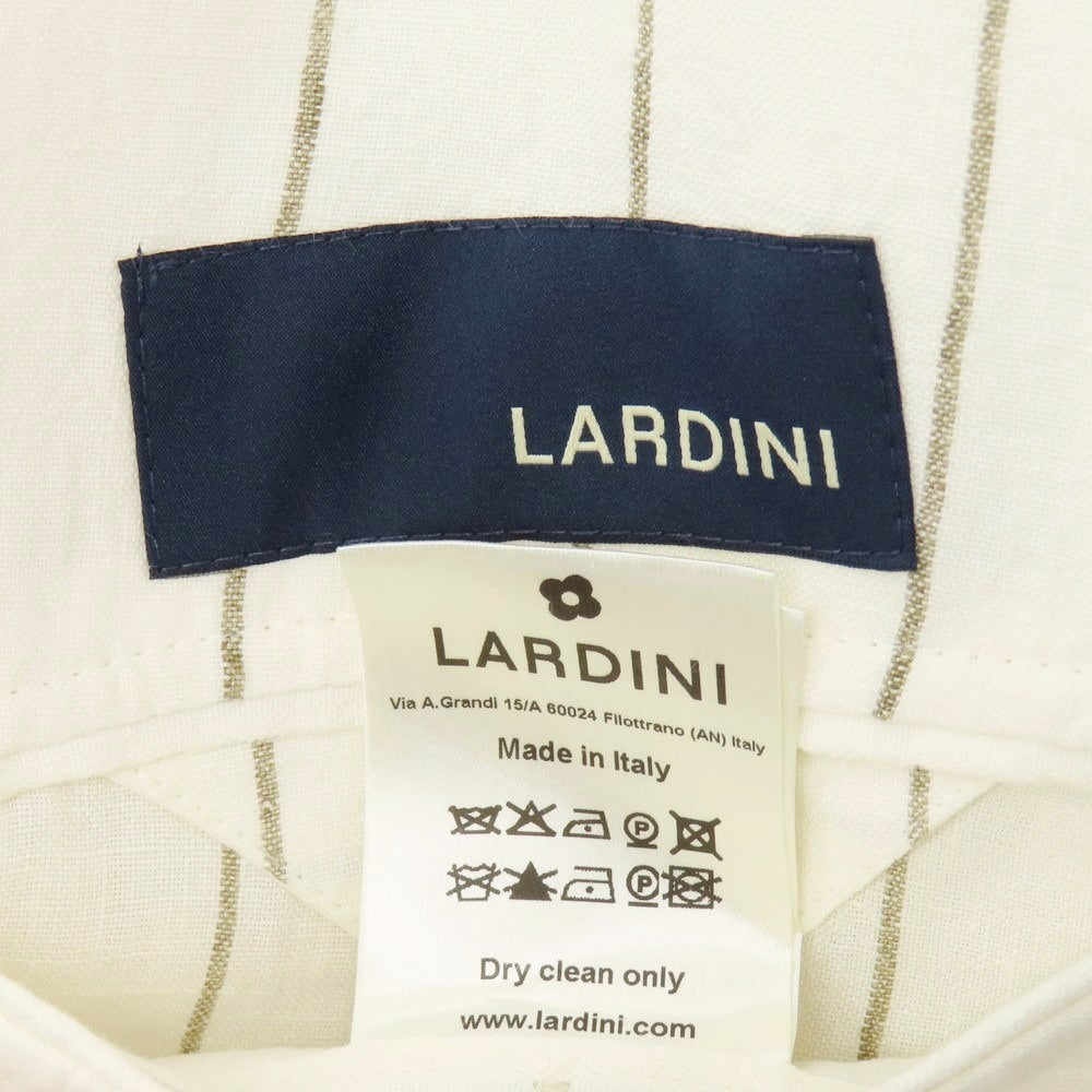 【中古】ラルディーニ LARDINI リネン ストライプ 6B カジュアルジャケット オフホワイトxアッシュブラウン【 46 】【 状態ランクA 】【 メンズ 】