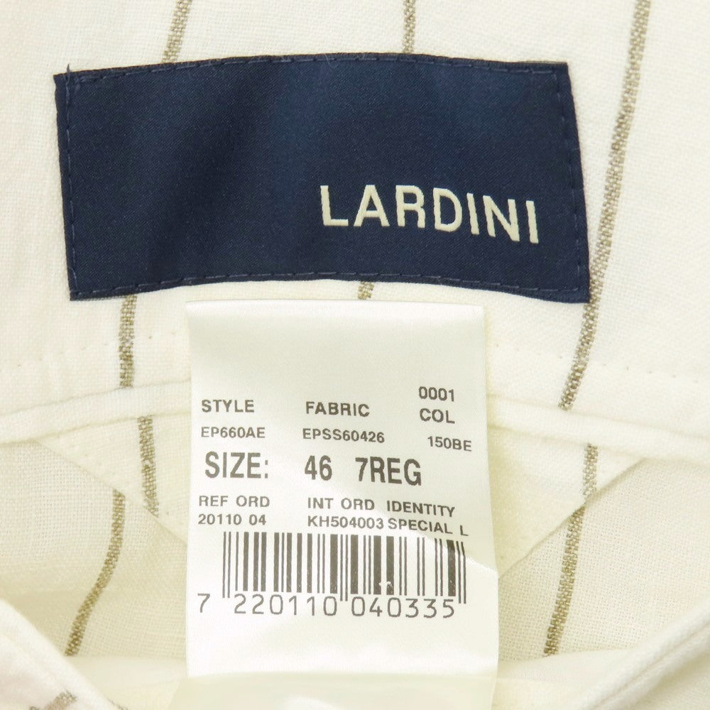 【中古】ラルディーニ LARDINI リネン ストライプ 6B カジュアルジャケット オフホワイトxアッシュブラウン【 46 】【 状態ランクA 】【 メンズ 】