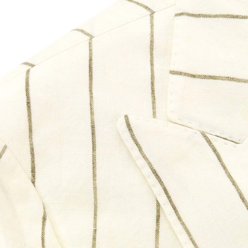【中古】ラルディーニ LARDINI リネン ストライプ 6B カジュアルジャケット オフホワイトxアッシュブラウン【 46 】【 状態ランクA 】【 メンズ 】