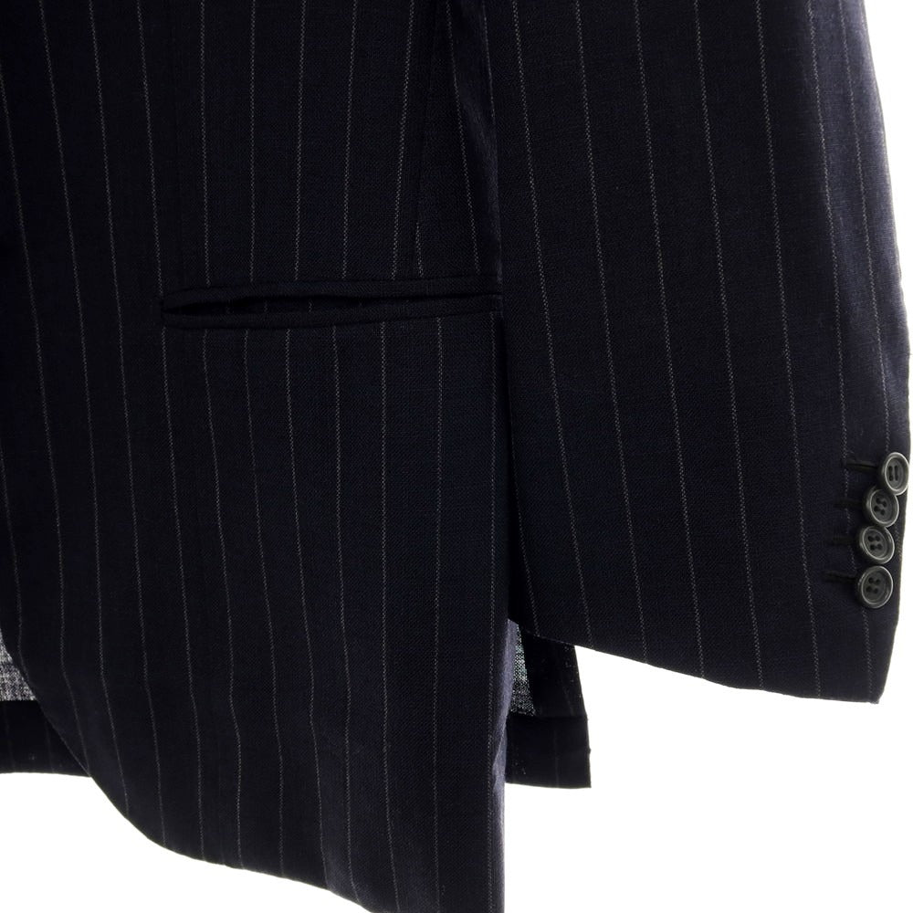 【中古】アントニオ パニコ Antonio Panico ウール ストライプ 3つボタンスーツ ネイビーxライトグレー【サイズ44】【 状態ランクD 】【 メンズ 】