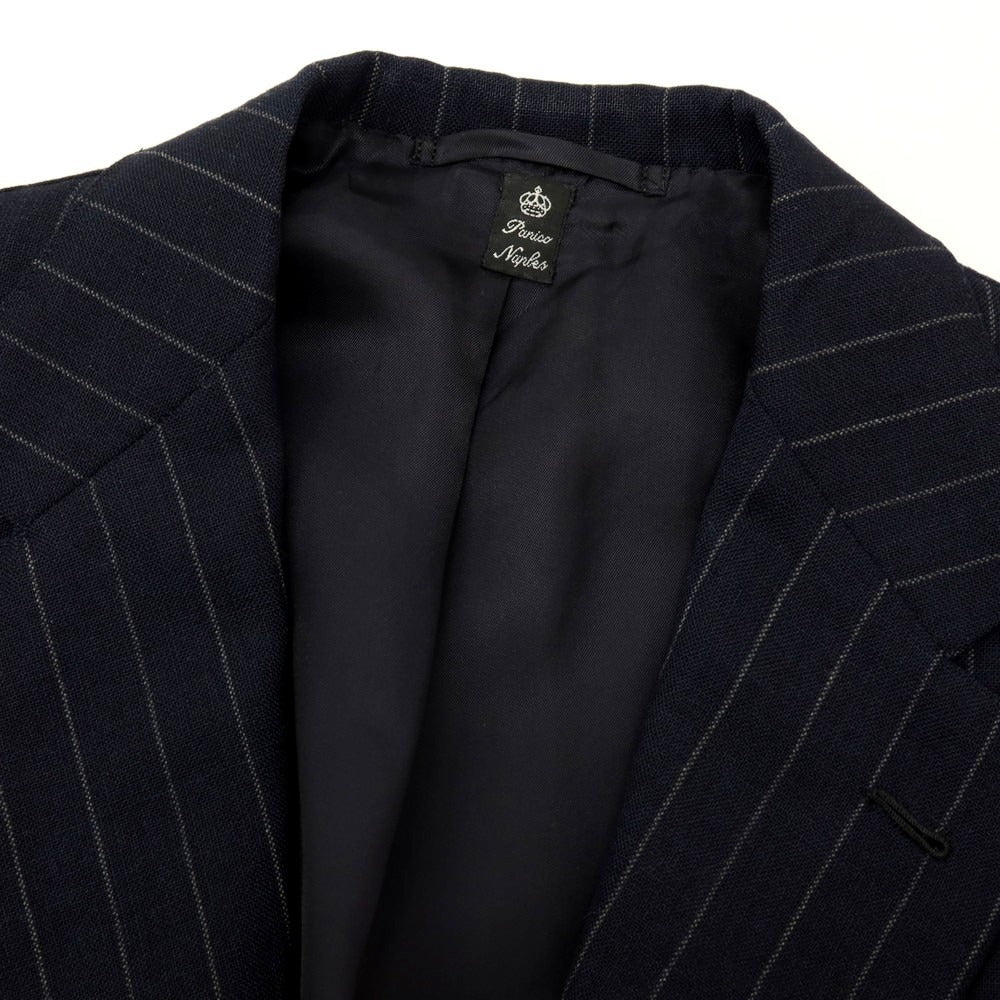 【中古】アントニオ パニコ Antonio Panico ウール ストライプ 3つボタンスーツ ネイビーxライトグレー【サイズ44】【 状態ランクD 】【 メンズ 】