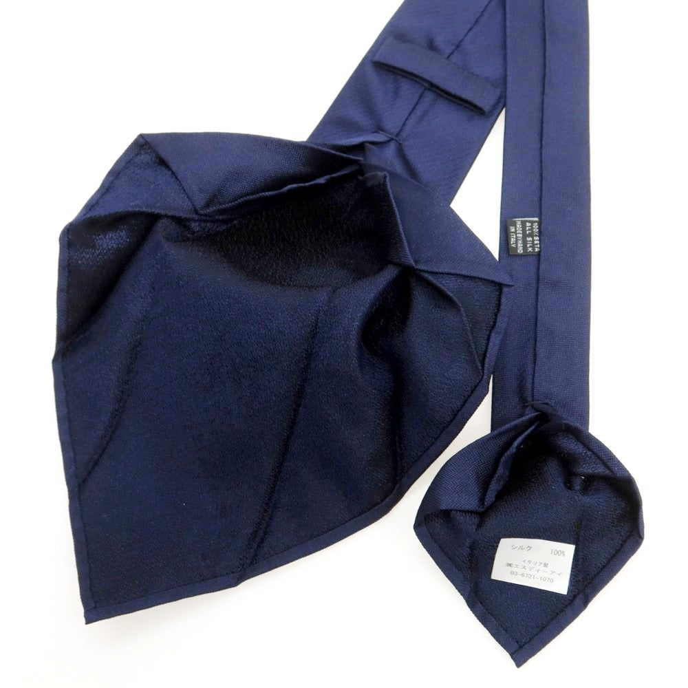【中古】マリネッラ E.MARINELLA セッテピエゲ シルク 無地ネクタイ ネイビー【 状態ランクB 】【 メンズ 】