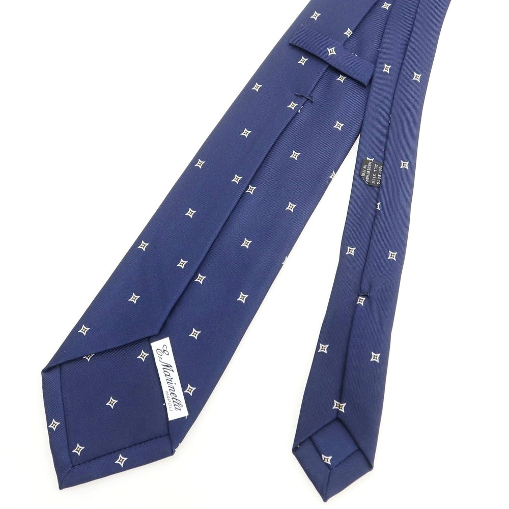 【中古】マリネッラ E.MARINELLA セッテピエゲ シルク 小紋柄ネクタイ ネイビー【 状態ランクC 】【 メンズ 】