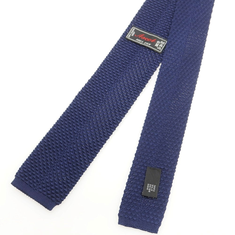 【中古】アスコット ASCOT シルク ニットタイ ネイビー【 状態ランクC 】【 メンズ 】