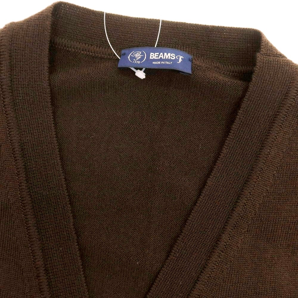 【中古】ビームスエフ BEAMS F ハイゲージ ウール カーディガン ブラウン【 44 】【 状態ランクC 】【 メンズ 】
