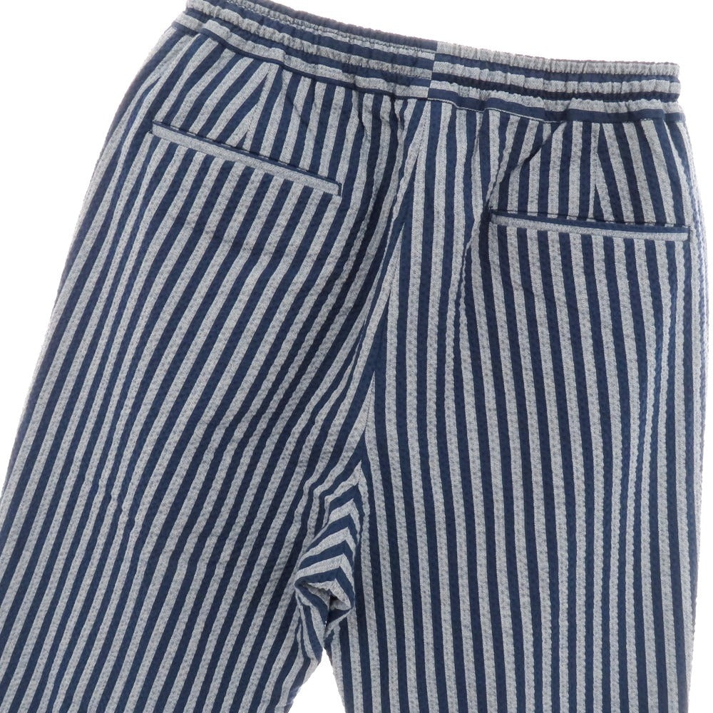 【中古】ブリリア1949 BRIGLIA 1949 ストレッチ コットンナイロン シアサッカー ストライプ イージーパンツ ネイビーxグレー【 44 】【 状態ランクA 】【 メンズ 】
