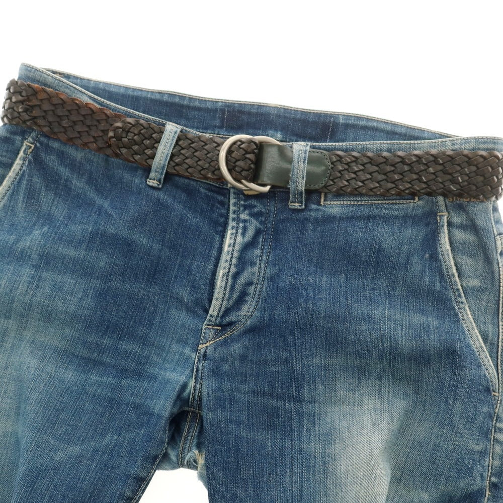 【中古】アンダーソンズ Andersons レザー ダブルリング メッシュベルト ダークブラウン系【 85 】【 状態ランクC 】【 メンズ 】