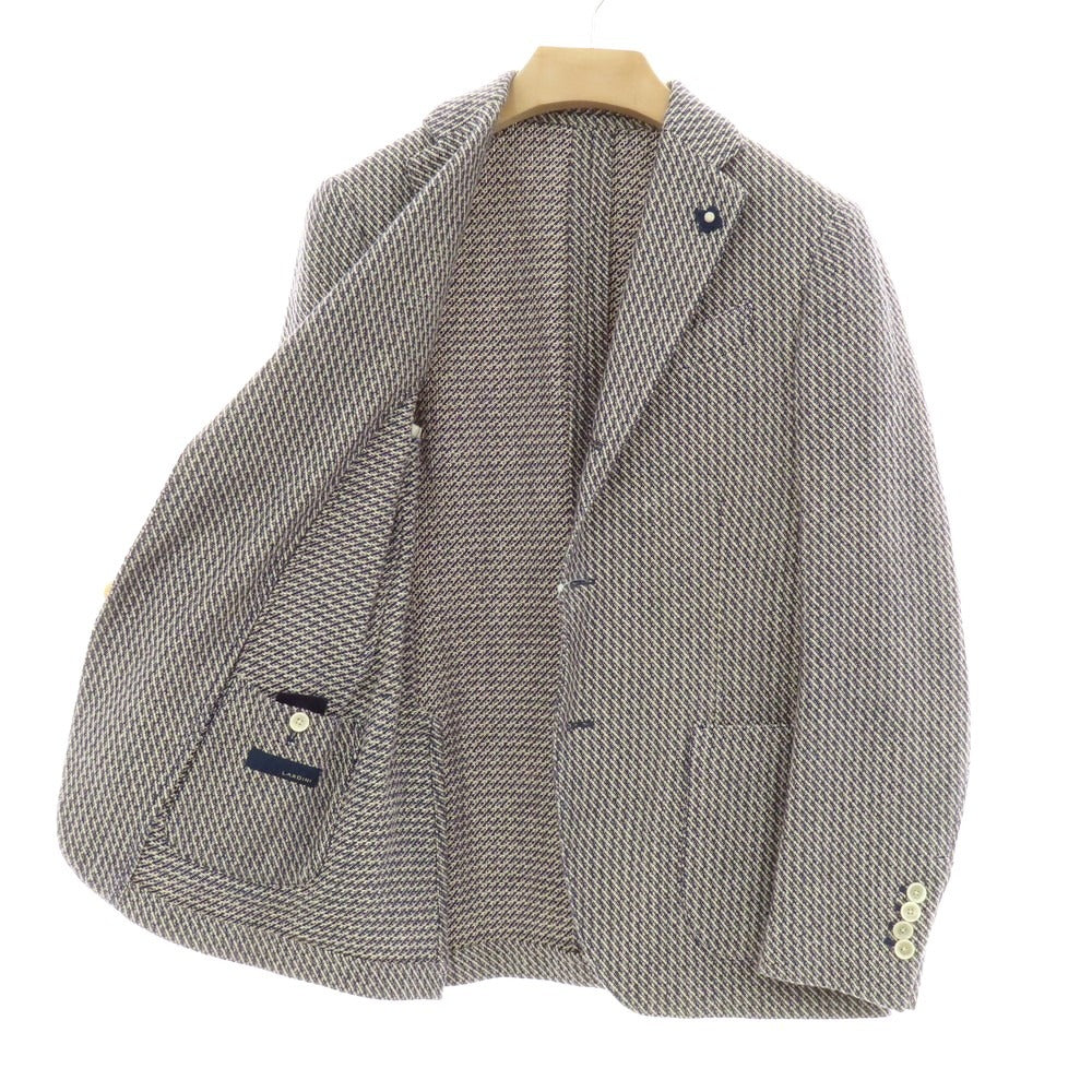 【中古】ラルディーニ LARDINI コットンシルク 3B カジュアルジャケット ネイビーxライトベージュ【 46 】【 状態ランクB 】【 メンズ 】