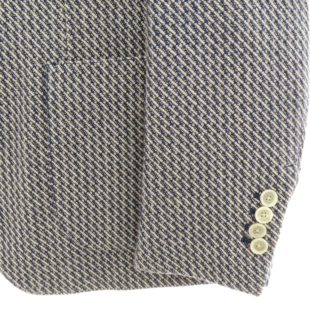 【中古】ラルディーニ LARDINI コットンシルク 3B カジュアルジャケット ネイビーxライトベージュ【 46 】【 状態ランクB 】【 メンズ 】