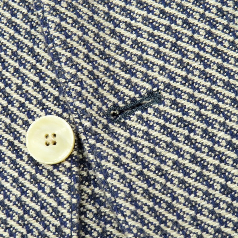 【中古】ラルディーニ LARDINI コットンシルク 3B カジュアルジャケット ネイビーxライトベージュ【 46 】【 状態ランクB 】【 メンズ 】