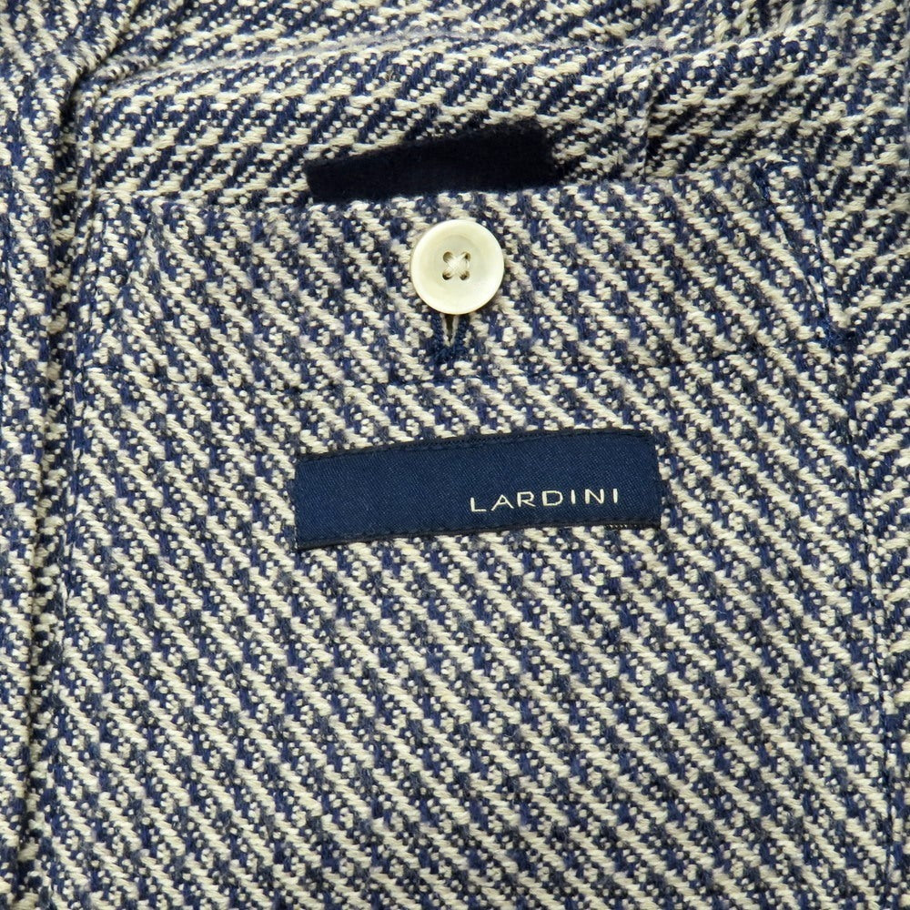 【中古】ラルディーニ LARDINI コットンシルク 3B カジュアルジャケット ネイビーxライトベージュ【 46 】【 状態ランクB 】【 メンズ 】