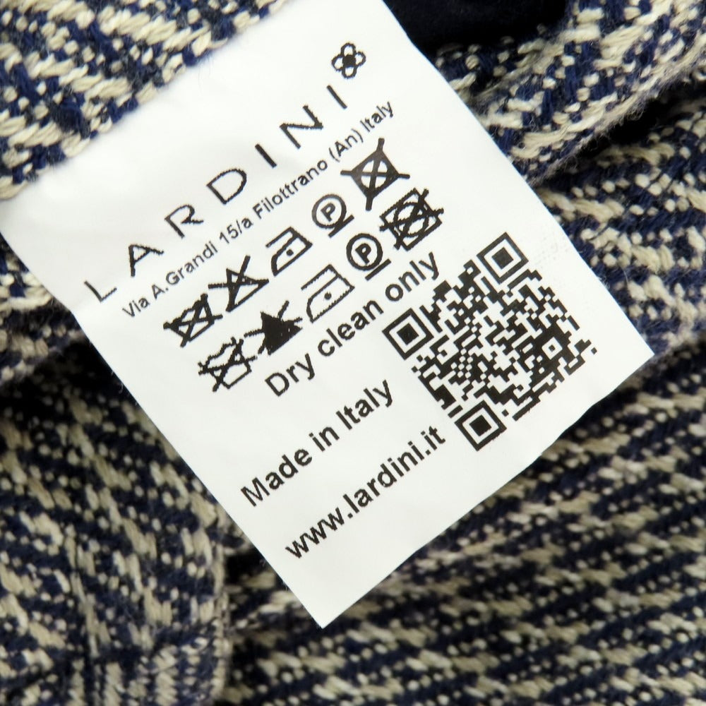 【中古】ラルディーニ LARDINI コットンシルク 3B カジュアルジャケット ネイビーxライトベージュ【 46 】【 状態ランクB 】【 メンズ 】