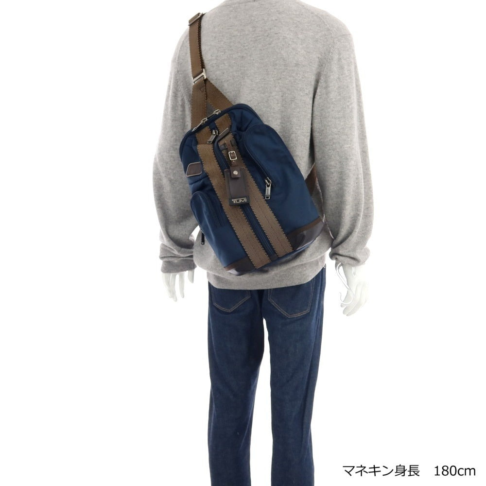 【中古】トゥミ TUMI バリスティックナイロン×レザー ボディバッグ ライトネイビーxブラウン【 状態ランクB 】【 メンズ 】