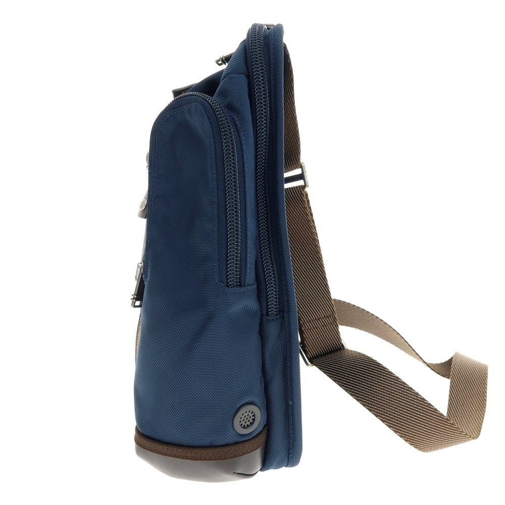 【中古】トゥミ TUMI バリスティックナイロン×レザー ボディバッグ ライトネイビーxブラウン【 状態ランクB 】【 メンズ 】