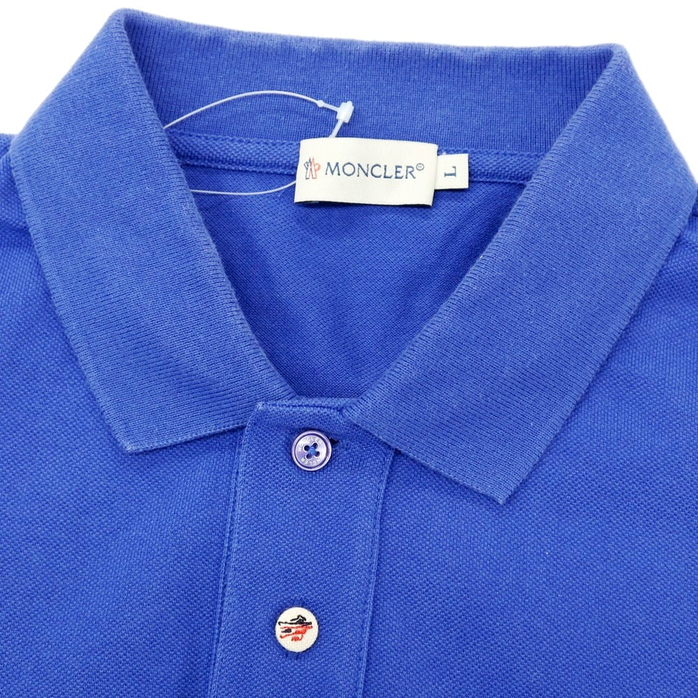 【中古】モンクレール MONCLER 鹿の子コットン 半袖ポロシャツ ブルー【 L 】【 状態ランクC 】【 メンズ 】