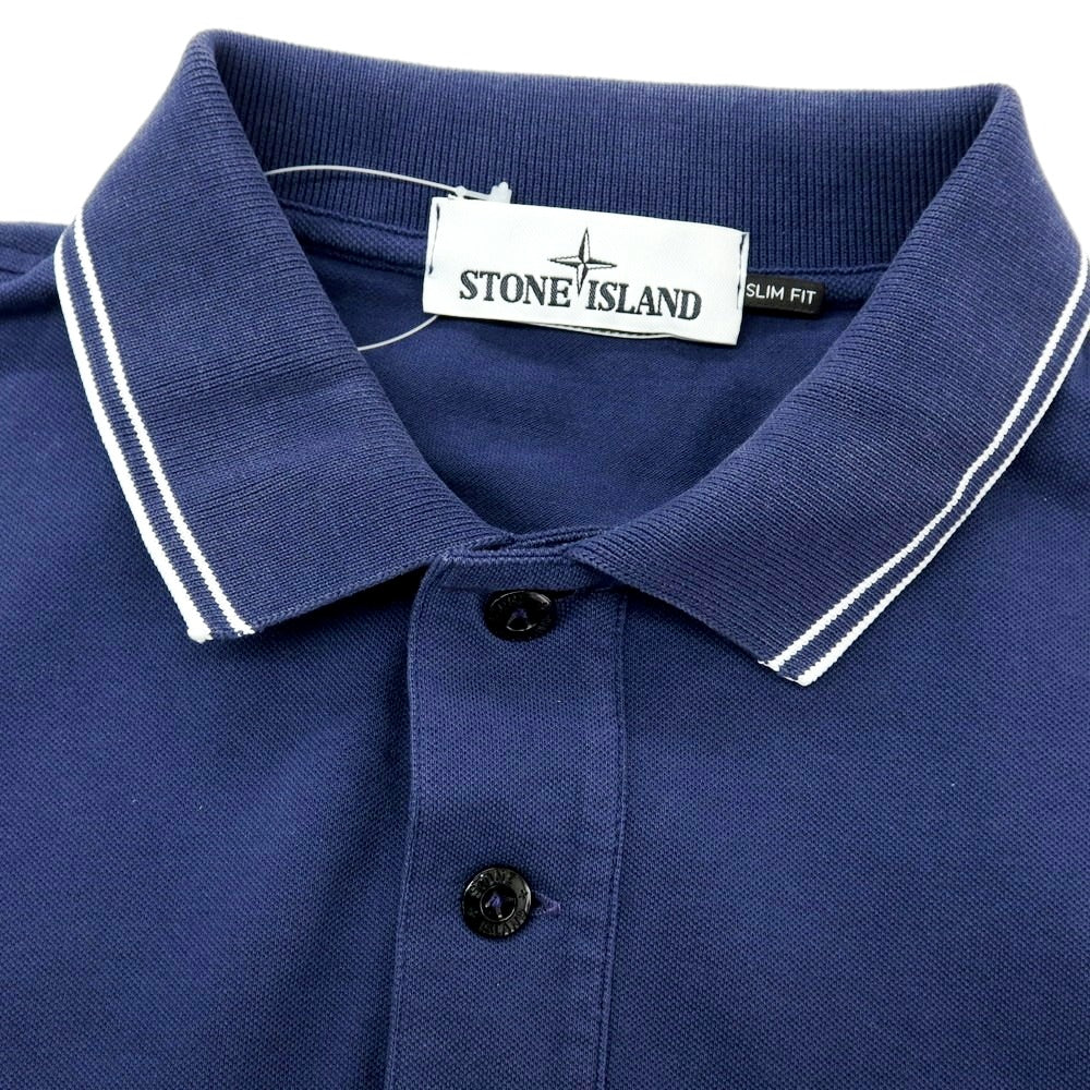 【中古】ストーンアイランド STONE ISLAND コットン 半袖ポロシャツ ネイビー【 L 】【 状態ランクC 】【 メンズ 】