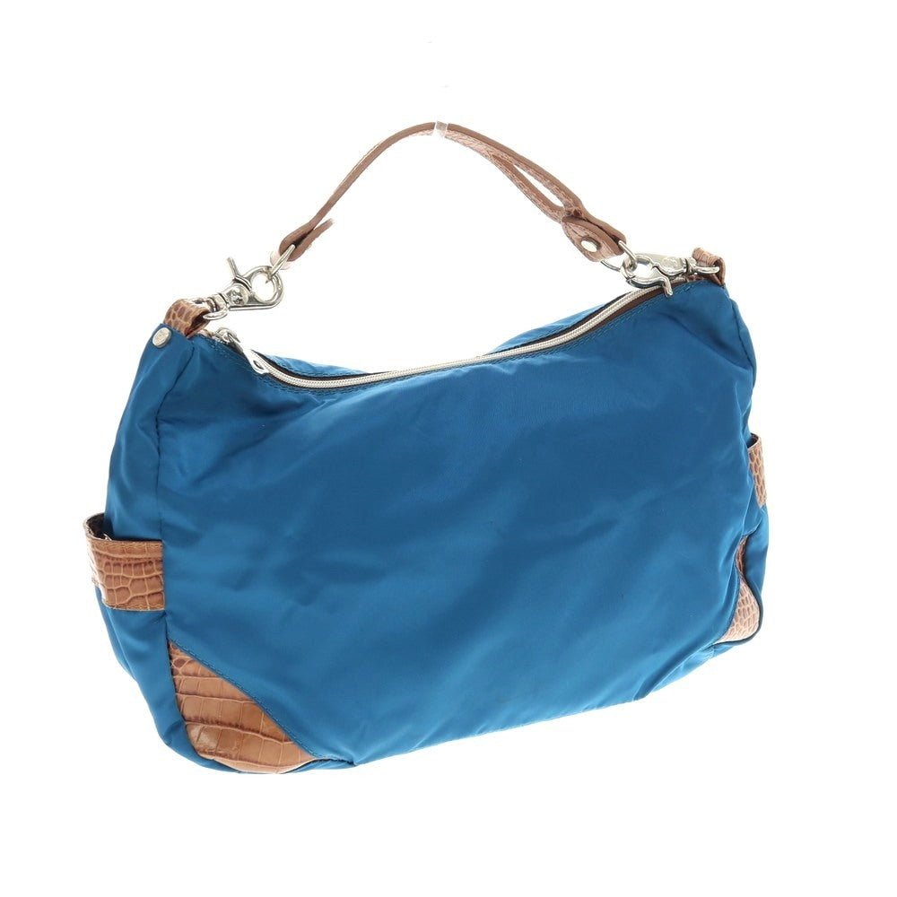 【中古】オロビアンコ Orobianco 2way ナイロンアクリル クロコ 型押し レザー ショルダーバッグ ブルーxブラウン【 状態ランクC 】【 メンズ 】