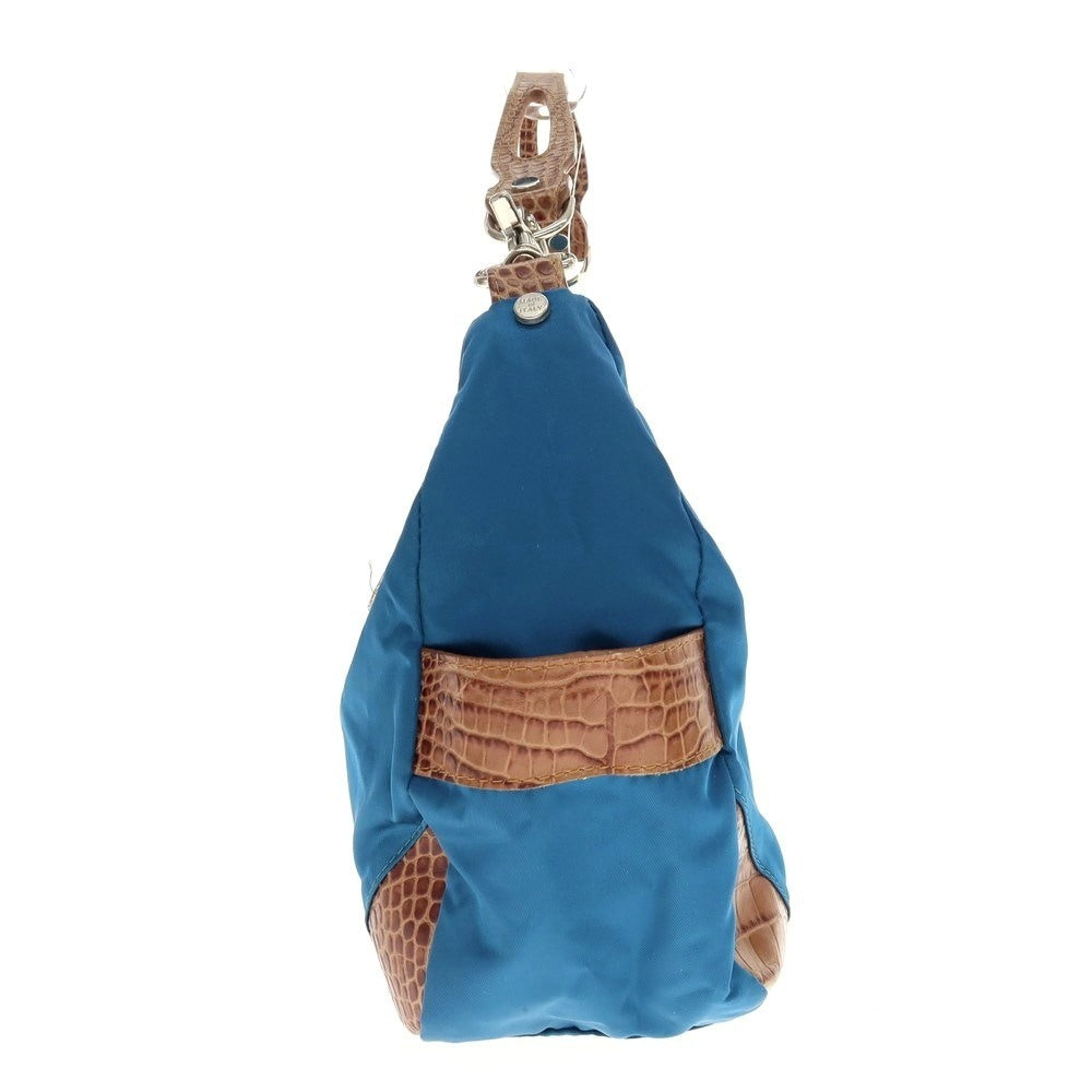 【中古】オロビアンコ Orobianco 2way ナイロンアクリル クロコ 型押し レザー ショルダーバッグ ブルーxブラウン【 状態ランクC 】【 メンズ 】