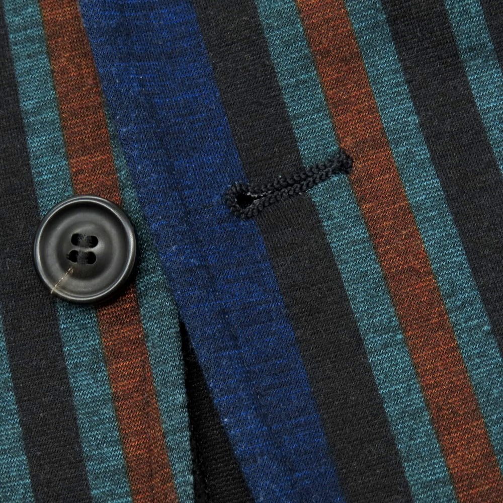 【中古】ティージャケット T-JACKET ポリエステルレーヨン ジャージー マルチストライプ 2B カジュアルジャケット ブラックxネイビーブルー【 M 】【 状態ランクC 】【 メンズ 】