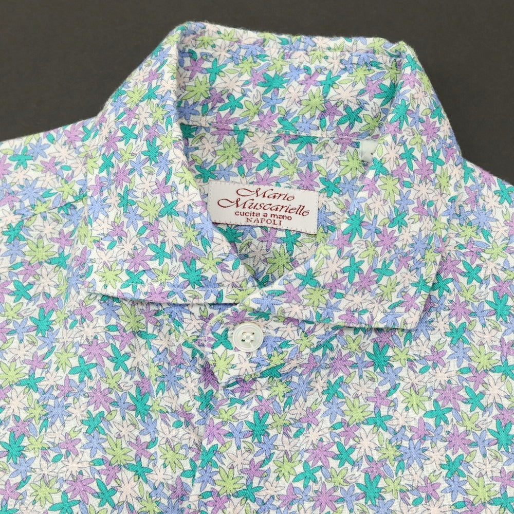 【中古】マリオ ムスカリエッロ Mario Muscariello リネン フラワー柄 カジュアルシャツ マルチカラー【サイズ38】【 状態ランクB 】【 メンズ 】