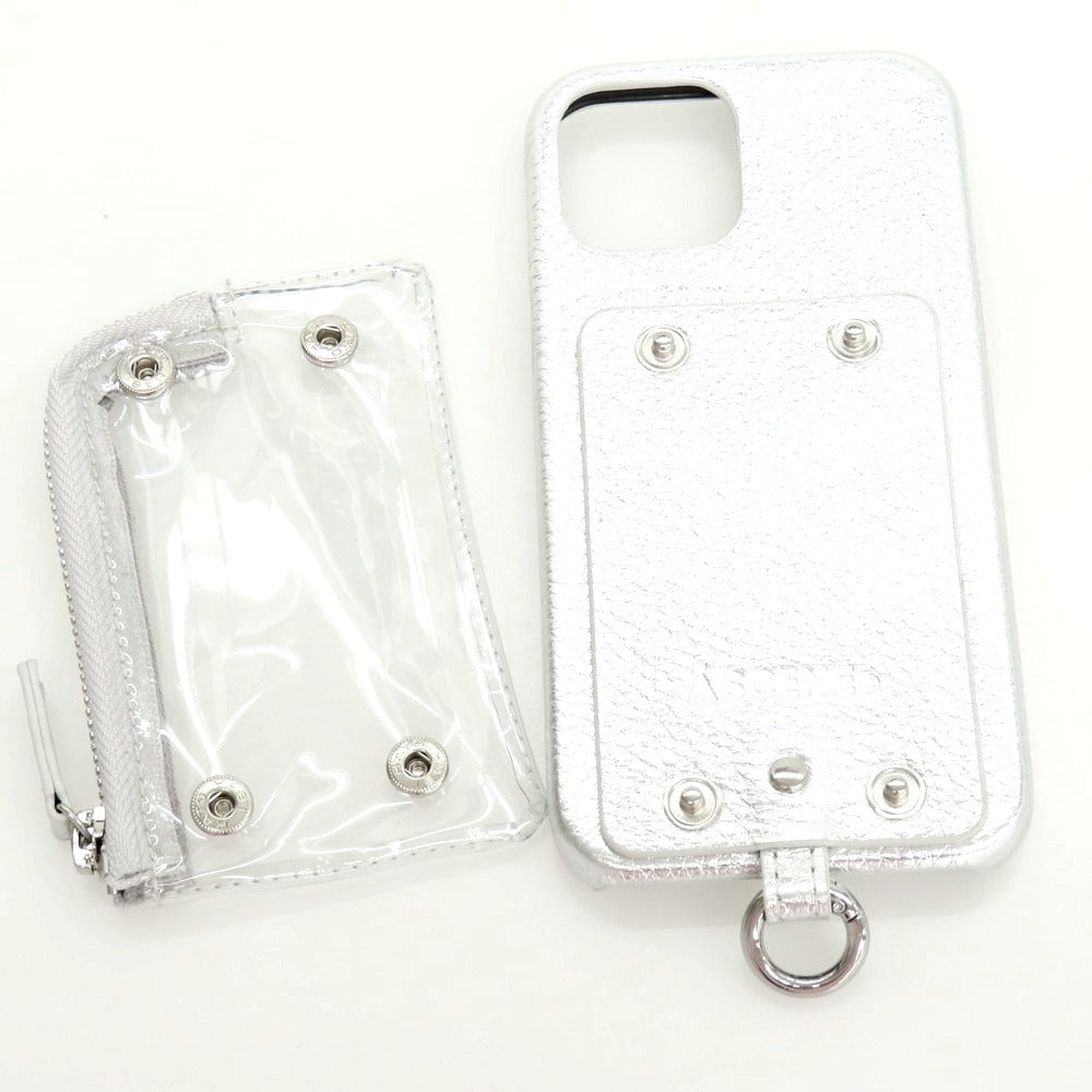 【中古】【未使用】エーシーン A SCENE iPhone12pro ショルダーストラップ付きスマホケース シルバー【 状態ランクS 】【 ユニセックス 】