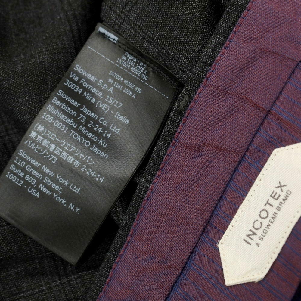 【中古】インコテックス INCOTEX ストレッチ ポリエステルウール チェック ドレススラックスパンツ ダークグレー【 50 】【 状態ランクA 】【 メンズ 】