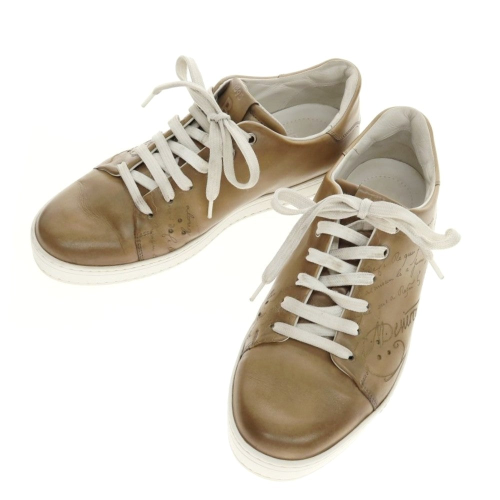 【中古】ベルルッティ Berluti カリグラフィー レザー スニーカー ベージュ【 6 1/2 】【 状態ランクB 】【 メンズ 】