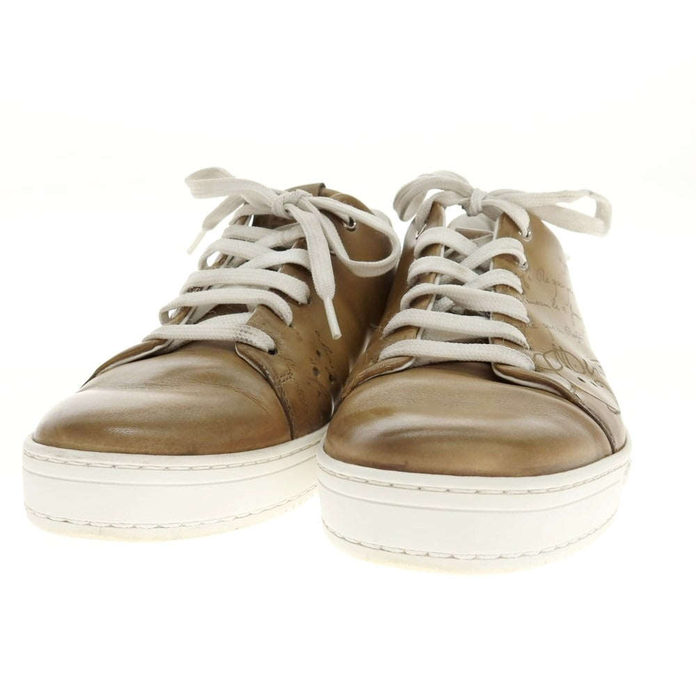 【中古】ベルルッティ Berluti カリグラフィー レザー スニーカー ベージュ【 6 1/2 】【 状態ランクB 】【 メンズ 】