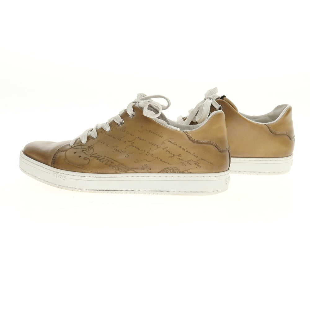 【中古】ベルルッティ Berluti カリグラフィー レザー スニーカー ベージュ【 6 1/2 】【 状態ランクB 】【 メンズ 】
