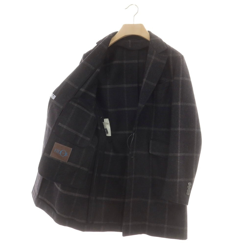 【中古】エイドス Eidos ウールカシミヤ チェック チェスターフィールドコート チャコールグレー【 44 】【 状態ランクA 】【 メンズ 】
