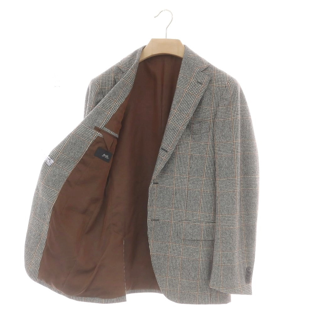 【中古】ブリッラ ペル イル グスト Brilla per il gusto ウール チェック 3つボタンスーツ ブラック×ホワイトxブラウン【 44 】【 状態ランクB 】【 メンズ 】