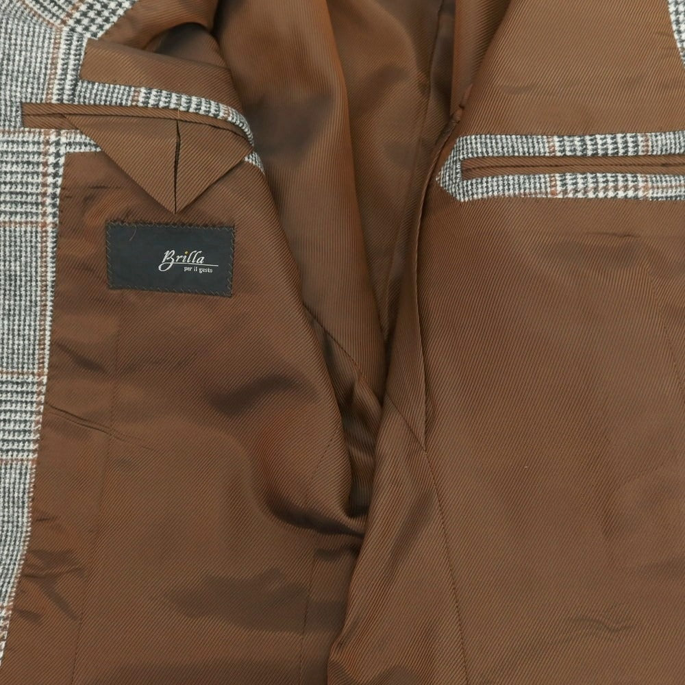 【中古】ブリッラ ペル イル グスト Brilla per il gusto ウール チェック 3つボタンスーツ ブラック×ホワイトxブラウン【 44 】【 状態ランクB 】【 メンズ 】