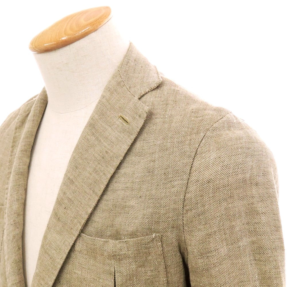 【中古】マリオ ムスカリエッロ Mario Muscariello リネン 2B サファリジャケット ブラウンベージュ【 42 】【 状態ランクC 】【 メンズ 】